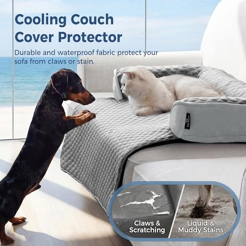 XLarge Dog Cooling Bed for Sofa (Cooling Grey / 45"L x 37"W x 5"Th)
