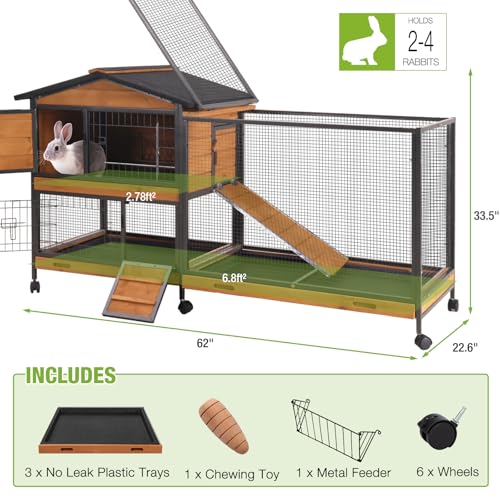 2 Story Rabbit Hutch with Chew (Brown & Black)