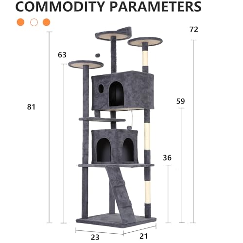 81" Cat Tree Tower (81in / Dark Gray)