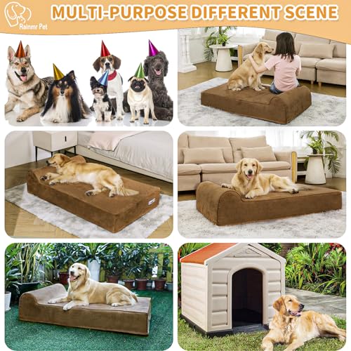 Orthopedic Dog Beds for Large Dogs (52.0"L x 36.0"W x 7.0"TH / Premium Version-Chocolate)