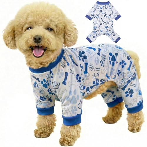 Dog Pajamas Onesie (03 Blue / L (10-15 lb) Chest: 17.8")