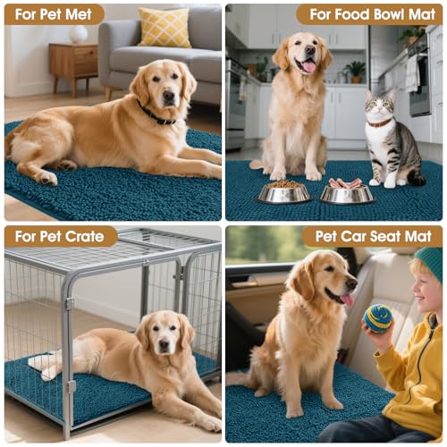 Dog Door Mat for Muddy Paws (Teal Blue / 71" x 25")