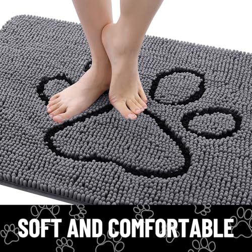 Dog Door Mat for Muddy Paws (47"X24" / Dark Grey and Black)