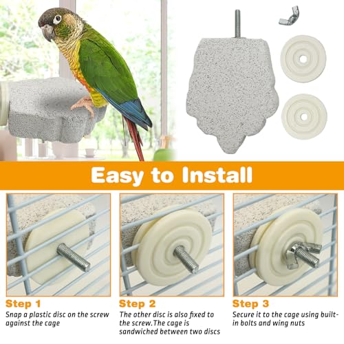 6 PCS Bird Perch Parrot Beak Grinding Stone Calcium Mineral Parrot Perch Foot Claws Trimmer Chewing Toy Bird Cage Accessories for Small Medium Budgie Cockatiel Conure Lovebird