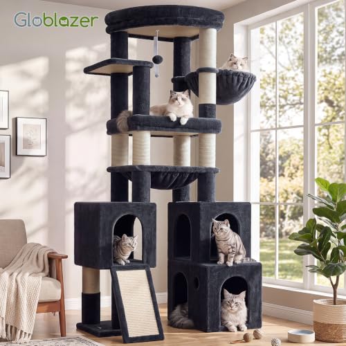 Tall Cat Tower for Indoor Adult Cats (Dark Grey / 72 inch)