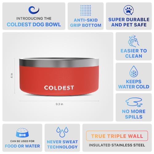 Coldest Dog Bowl (100 oz / Crimson Red)