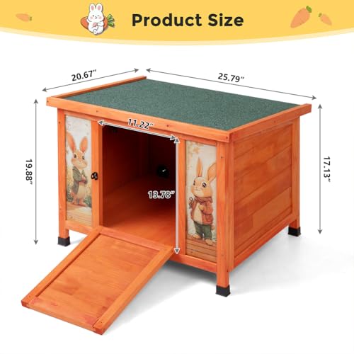 24 Inch Rabbit Hutch Outdoor (Orange w/printing / Middle)