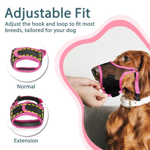 Dog Muzzle for Large Medium Small Dogs German Shepherd Labrador (Hot Pink / L(Snout:9.75"-11"))