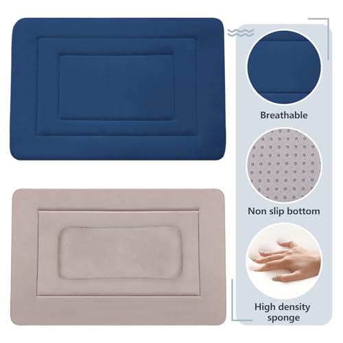 Dog Bed Soft Dog Crate Bed Pad Mat (42.0"L x 28.0"W x 1.2"Th / Dark Blue)
