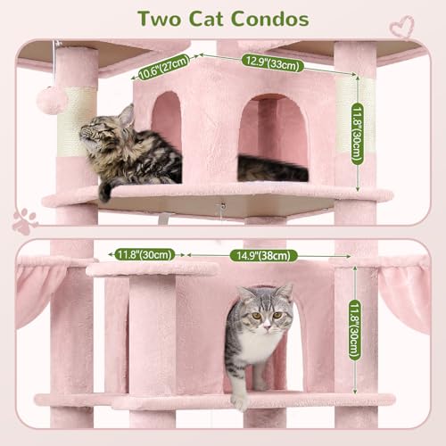 Big XXL Cat Tower for Indoor Multiple Cats (Pink / 80inch)