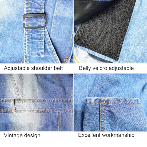 Classic Dog Jeans Overall for Medium Large Dogs (32 (Chest 32.28'') / Blue)