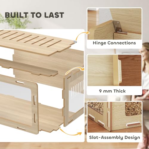 Hamster Cage Easy View Acrylic Panels for Rat 39" x 20" x 18.5" Oak