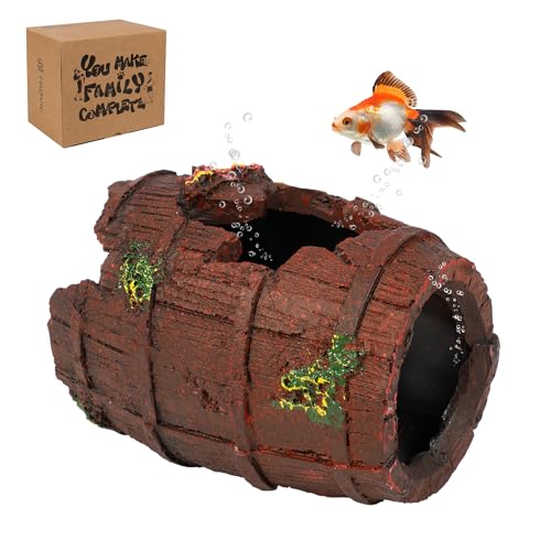 Fish Tank Decorations (Wood Barrel)