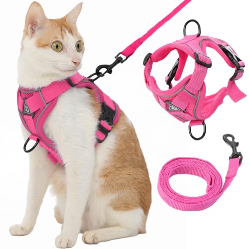 Cat Harness and Leash (X-Large / Hot Pink)