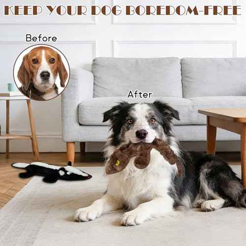 No Stuffing Dog Squeak Toys (Black, dark brown)