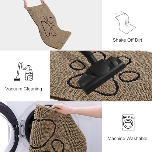 Dog Door Mat for Muddy Paws (47"X17" / Camel and Black)