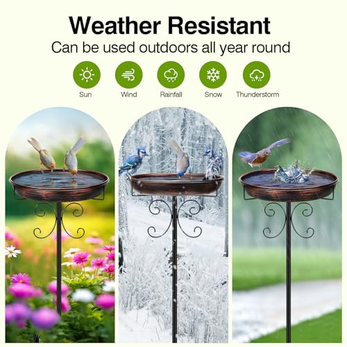 35In Metal Bird Bath for Outside (Antique Bronze)