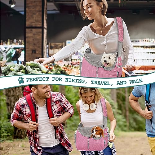 Dog Sling Carrier for Small Dogs (Pink)