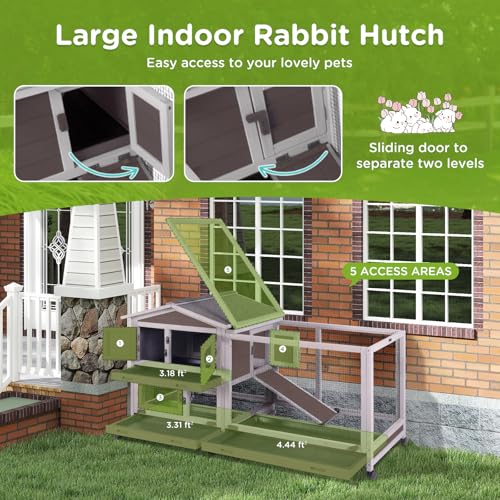 Large Indoor Rabbit Hutch Bunny Cage with Chew
