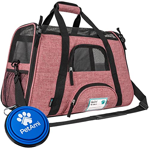 Airline Approved Pet Carrier Cat Small Dogs (Light Red / 19.5"L x 10.2"W x 12.0"H)
