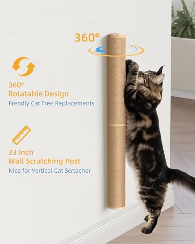 68" Wall Mounted Cat Scratcher (Brown - 2Pcs)