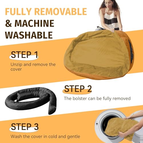 Waterproof Orthopedic Dog Bed for Large Dogs (Orange / 44"L x 32"W x 7.5"Th)