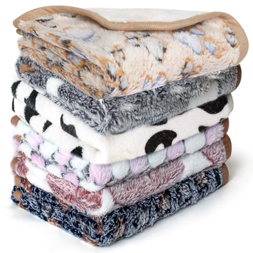 6 Pcs Washable Guinea Pig Blankets Absorbent Small Animal Fleece Bedding Cage Liners Reusable Pet Pee Pad Sleep Mat Pad Cover for Hamster Ferret Rabbit Chinchilla Hedgehog (6 Black Bulk / 24" x 47")