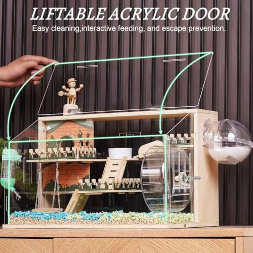 11 in 1 Wooden Hamster Cage with All Accessories (19.3"L x 11.5"W x 11.8"H)