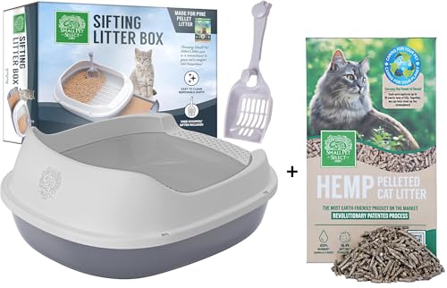 Sifting Cat Litter Box and 8lb Hemp Pellets Combo (Sifting Litter Box and 8LB Hemp Pelleted Litter / Gray)