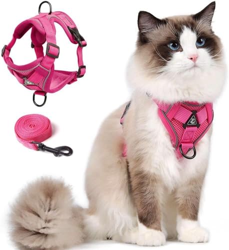 Cat Harness and Leash Set (Pink / M)