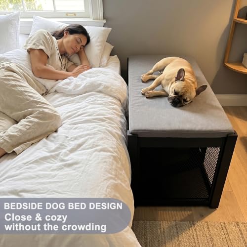 Dog Crate Furniture with Padded Seat (Black)