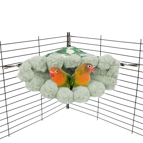 Bird Nest House Winter Warm Hanging Hammock Bird Bed Snuggle Hut for Parakeets Budgies Caique Conures Cockatiels (Medium / Green)