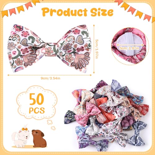 50 Pcs Paisley Dog Bow Ties
