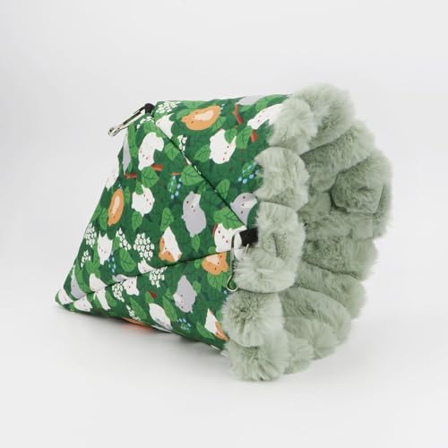 Bird Nest House Winter Warm Hanging Hammock Bird Bed Snuggle Hut for Parakeets Budgies Caique Conures Cockatiels (Large / Green)