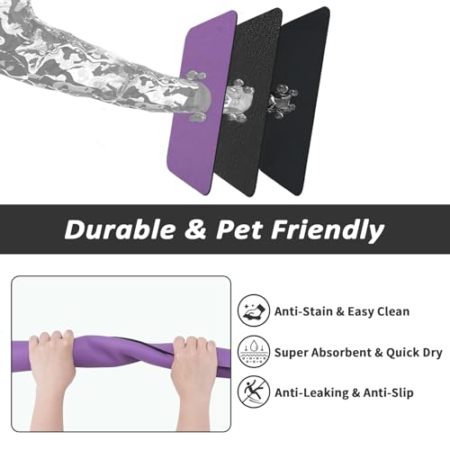 Dog Food Mat Absorbent Cat Mat for Food and Water (Purple / 24"L x 16"W)