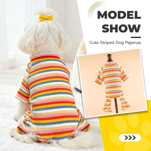 Striped Dog Pajamas Stretchy Cute Four (Yellow / Medium)