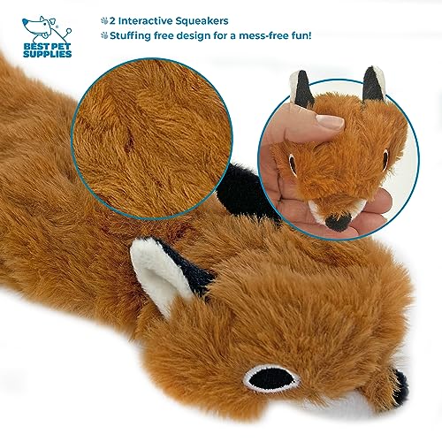 2-in-1 Stuffless Squeaky Dog Toy - Fox, Raccoon, Small (Multicolor/Raccoon & Fox / Small)