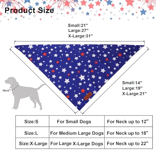 American Flag Dog Bandana Blue White Stars Paw Flag Patterns Designs 4th of July Pet Scarf Adjustable Patriotic Bandanas for Small Dogs Pets (Small / Flag-2)