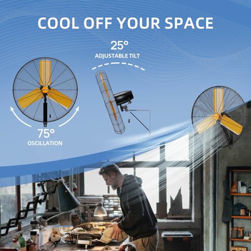 24 inch Oscillating High Velocity Wall Mount Fan (24 inch - Indoor)