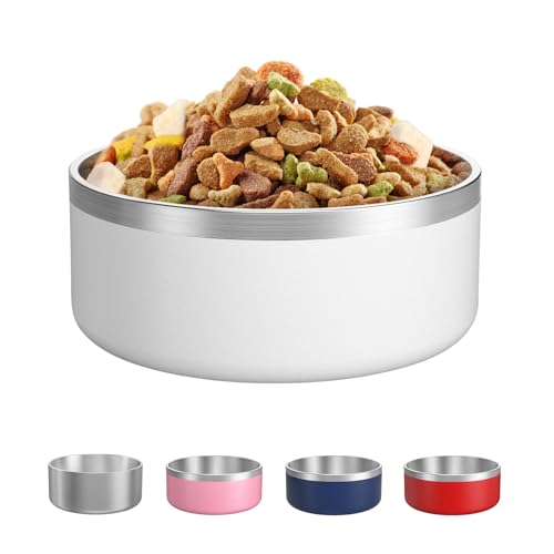 Stainless Steel Dog Bowls (Large / White)