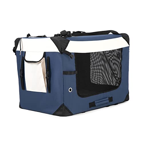 Collapsible Dog Travel Crate (28.0"L x 20.0"W x 20.0"H / Navy Blue)