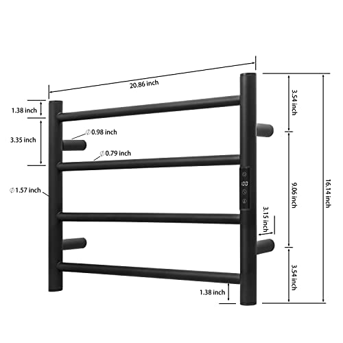 Smart WiFi Towel Warmer Wall Mounted with Built (Wifi Version / Matte Black-4 Bars)