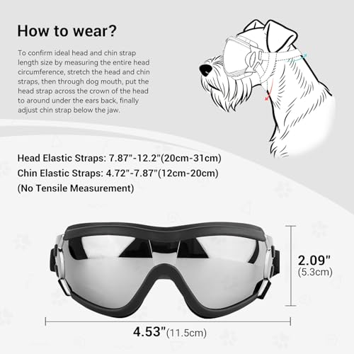 Dog Goggles for Medium Breed Pet Sunglasses Eye Protection Anti (Silver / Medium)