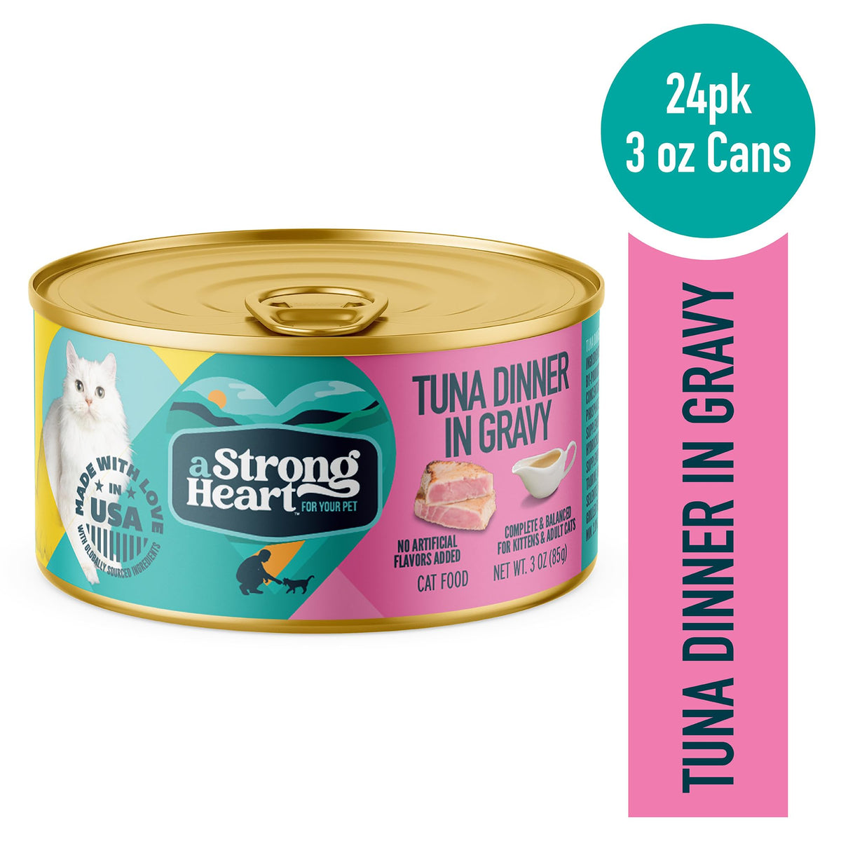 A Strong Heart Tuna Dinner in Gravy Cat Food (3 Ounce (Pack of 24))