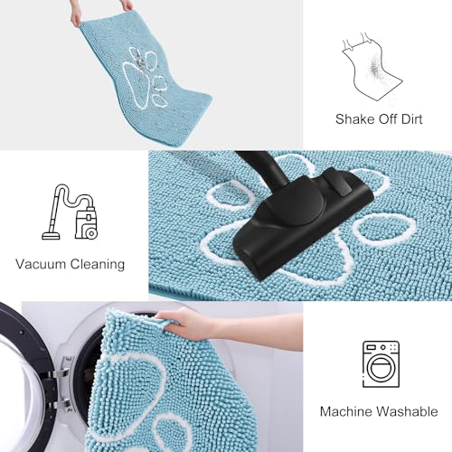 Dog Door Mat for Muddy Paws (36"X24" / Sky Blue and White)