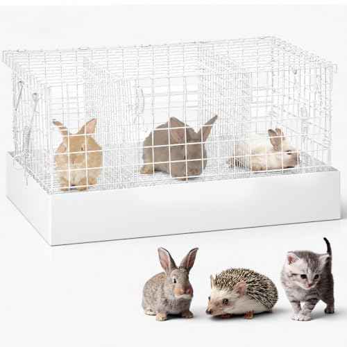 1 Pack 3 Hole Folding Rabbit Transport Cage (White / 18.9"L x 16.9"W x 3.9"H)