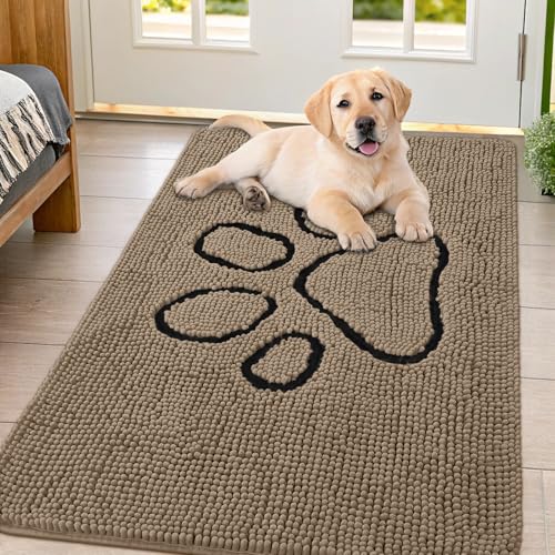 Dog Door Mat for Muddy Paws (47"X32" / Camel and Black)