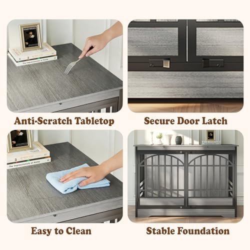 52" Dog Crate with Arched Doors (Grey)