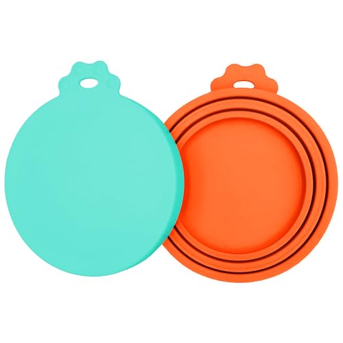 2 Pack Pet Food Can Covers (Teal/Orange)