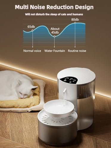 Wireless Cat Water Fountain Cordless No Filters (Black white)